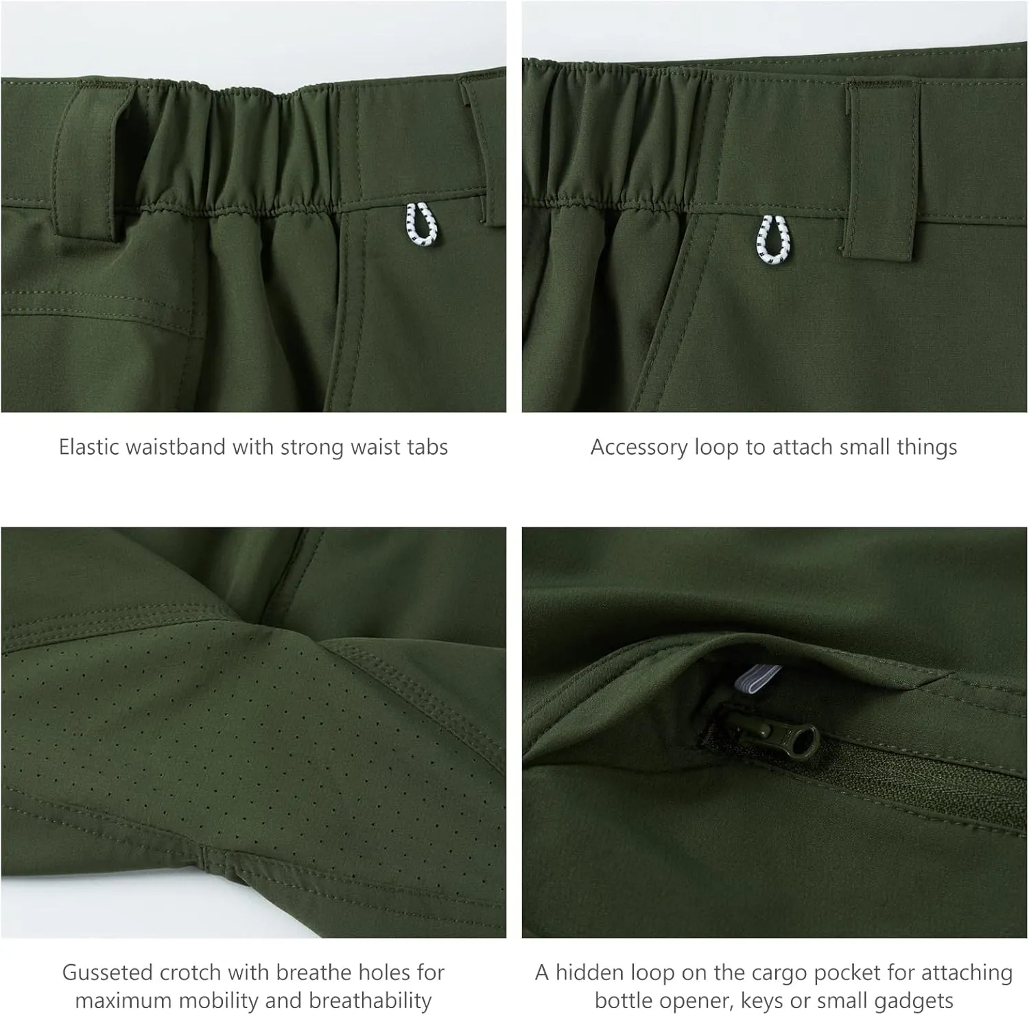 BASSDASH 10.5?? Mens Fishing Cargo Shorts Quick Dry UPF 50  Water Resistant FP01M