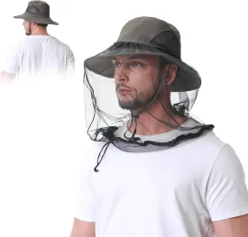 Mosquito Net Hat - Safari Sun Visor Hat with Removable Bug Net for Outdoor Men and Women