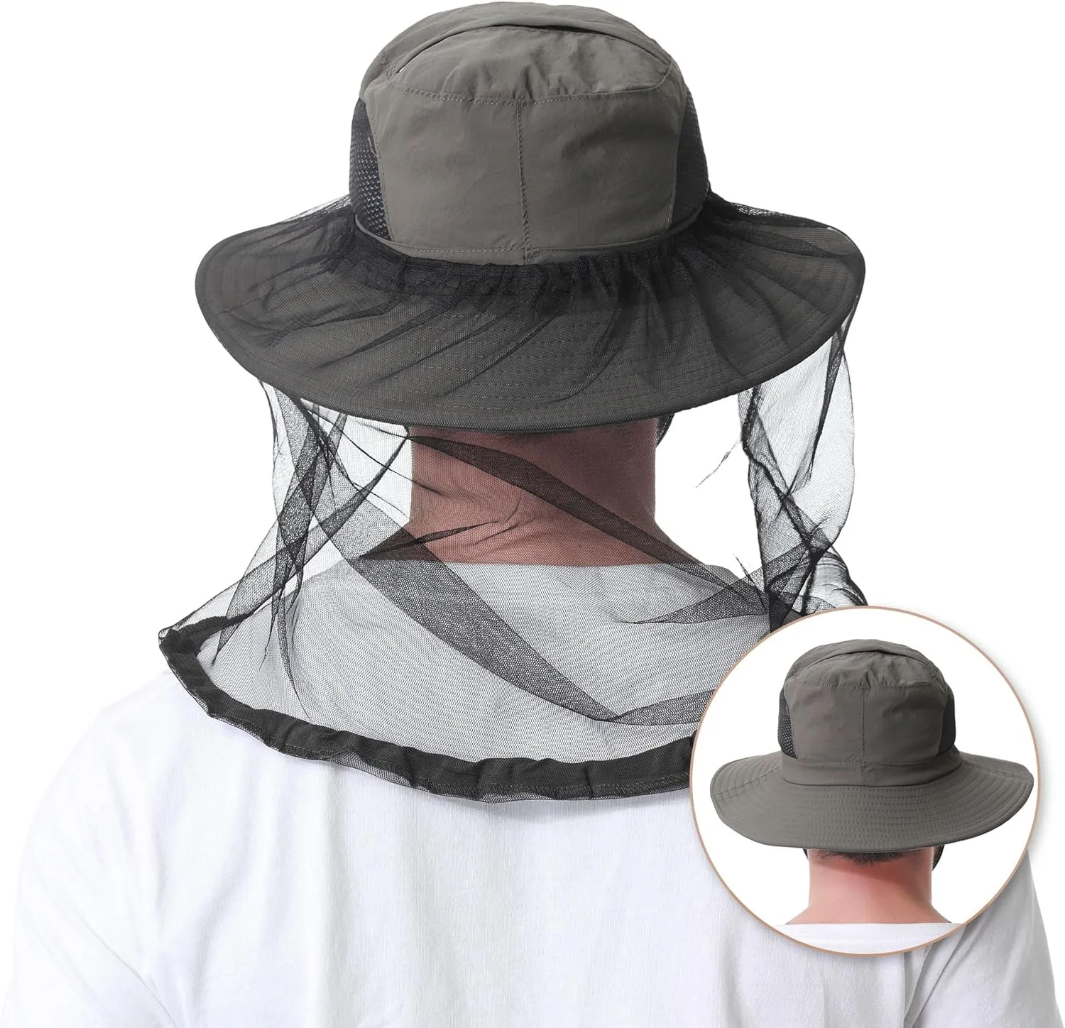 Mosquito Net Hat - Safari Sun Visor Hat with Removable Bug Net for Outdoor Men and Women