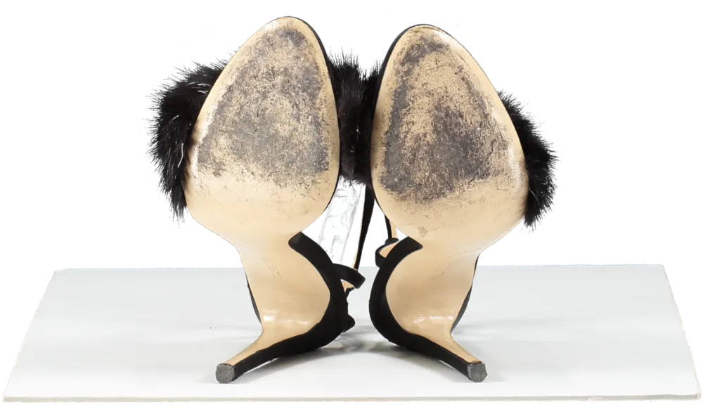 Neil J Rodgers Black Mink Fur And Pearl Detail Heels UK 5 EU 38 👠