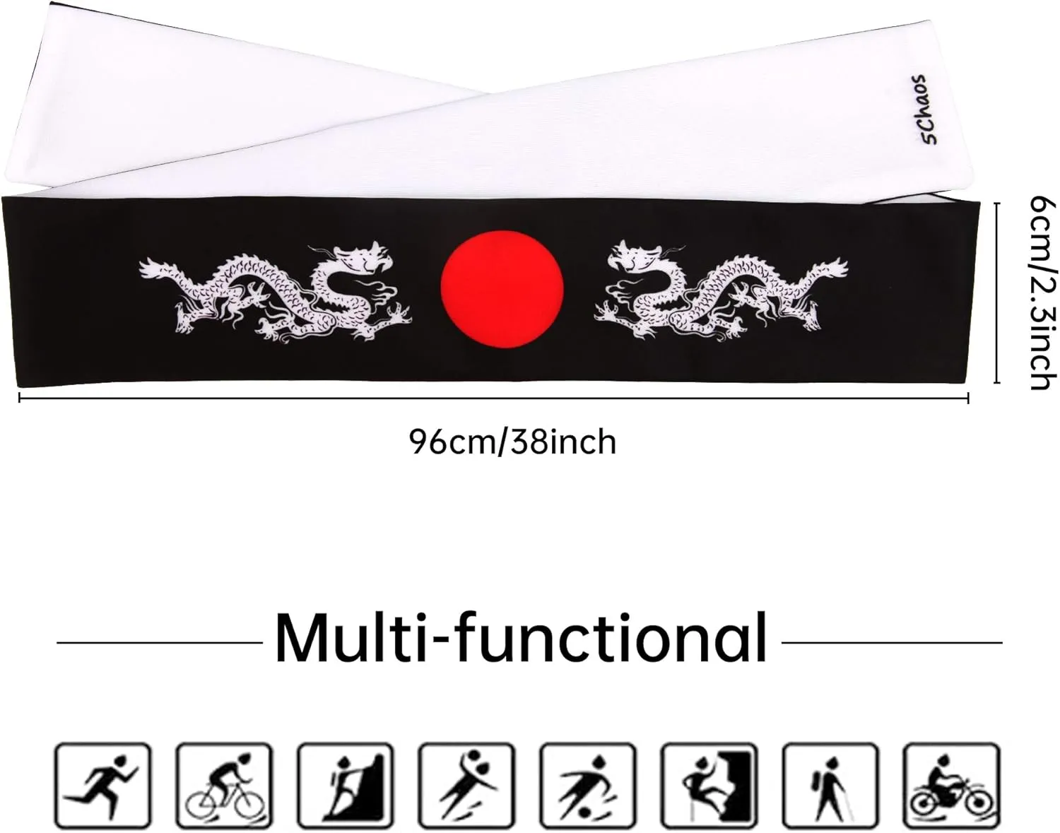 Reversible Warrior Headband, Bushido Hachimaki for Karate, Halloween, Sushi