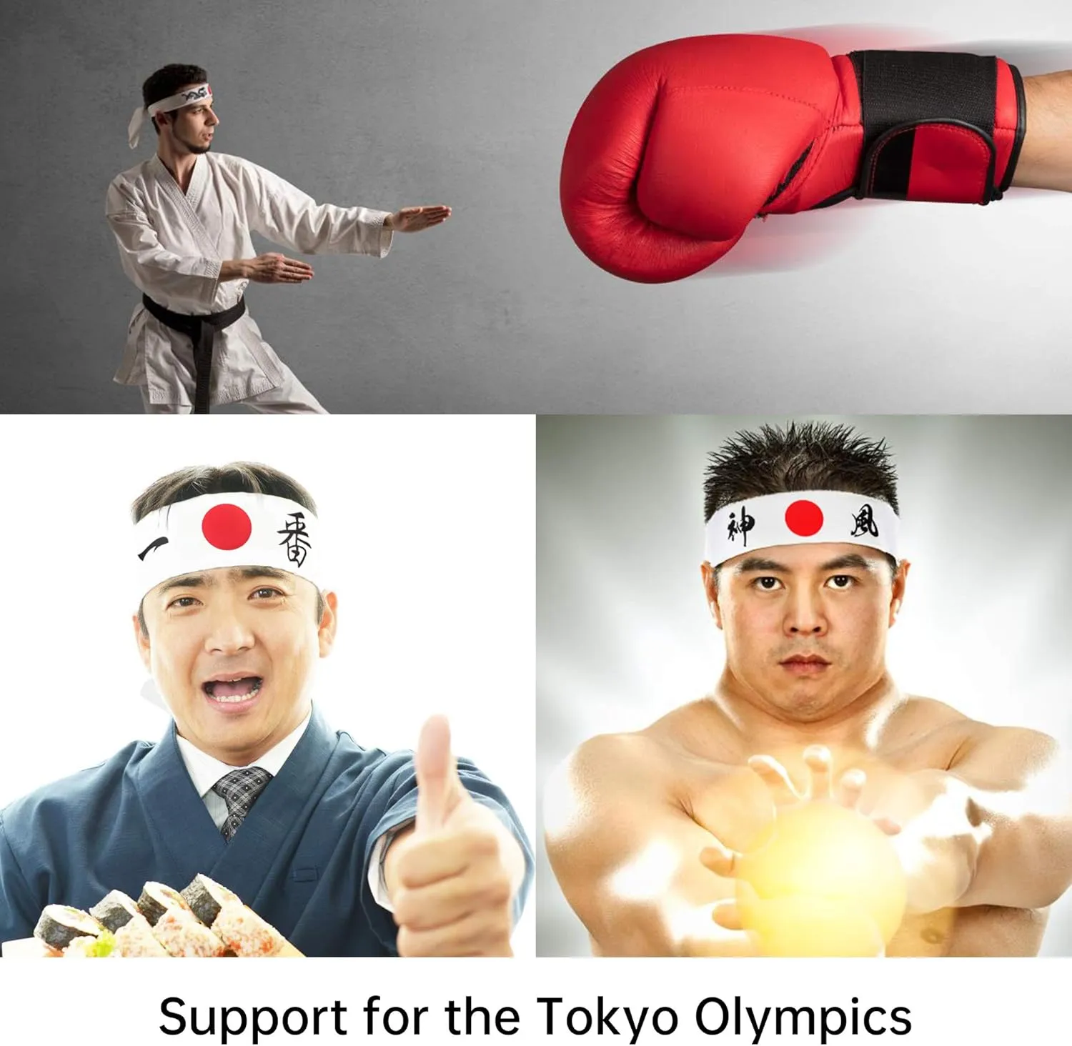 Reversible Warrior Headband, Bushido Hachimaki for Karate, Halloween, Sushi
