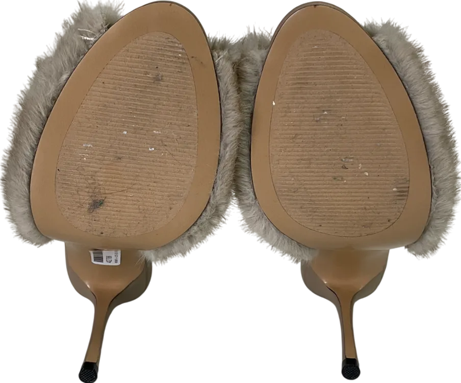 STEVE MADDEN Beige Priya-f Tan Faux Fur Upper Heels UK 5 EU 38 👠