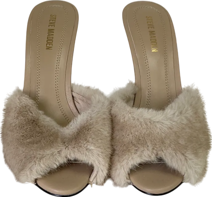 STEVE MADDEN Beige Priya-f Tan Faux Fur Upper Heels UK 5 EU 38 👠