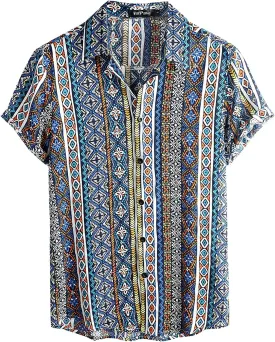 VATPAVE Mens Casual Short Sleeve Button Down Shirts Regular Fit Hawaiian Summer Shirt