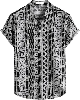 VATPAVE Mens Casual Short Sleeve Button Down Shirts Regular Fit Hawaiian Summer Shirt