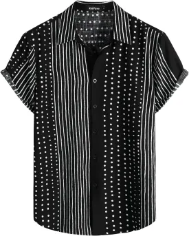 VATPAVE Mens Casual Short Sleeve Button Down Shirts Regular Fit Hawaiian Summer Shirt