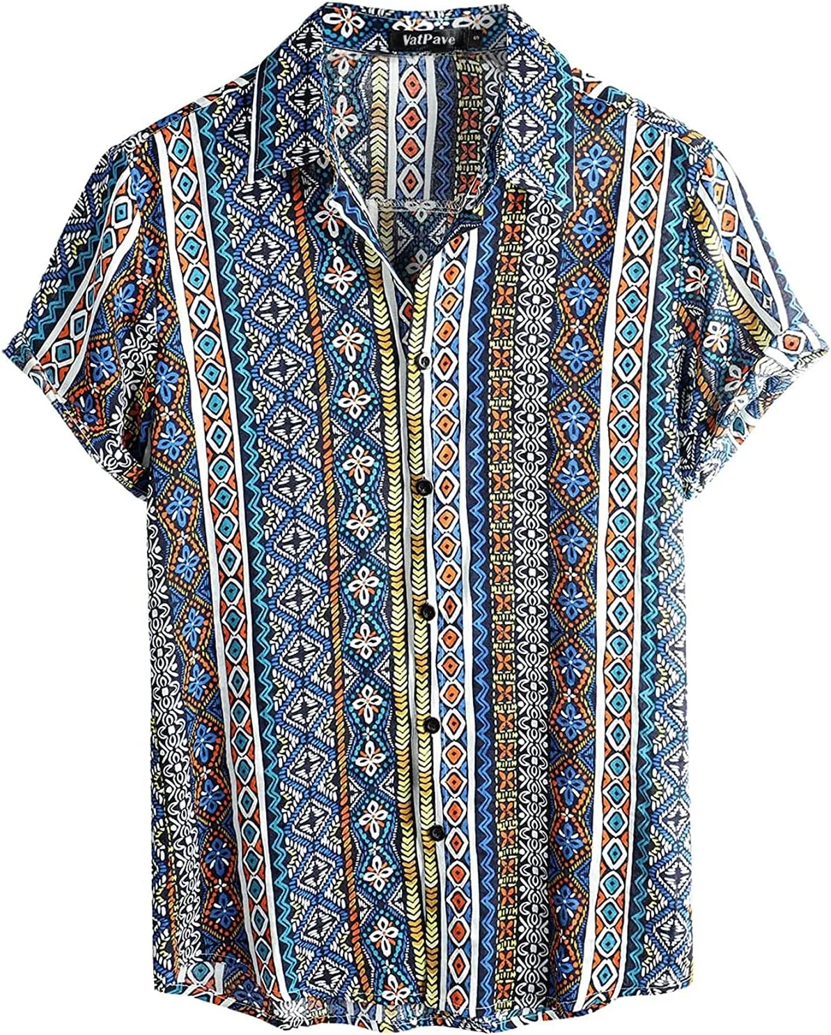 VATPAVE Mens Casual Short Sleeve Button Down Shirts Regular Fit Hawaiian Summer Shirt