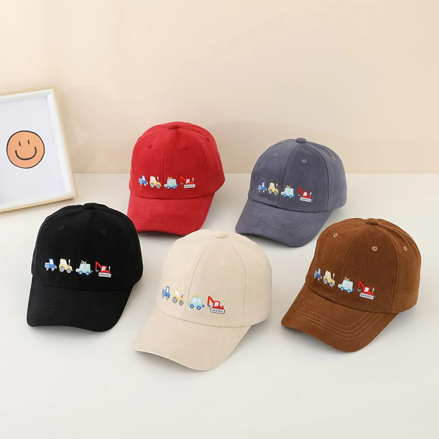 ZGDG Kids Boys Girls Baseball Cap Toddler Embroidery Car Trucker Hat Adjustable Washed Vintage Sun Fishing Hat for 3-8 Years